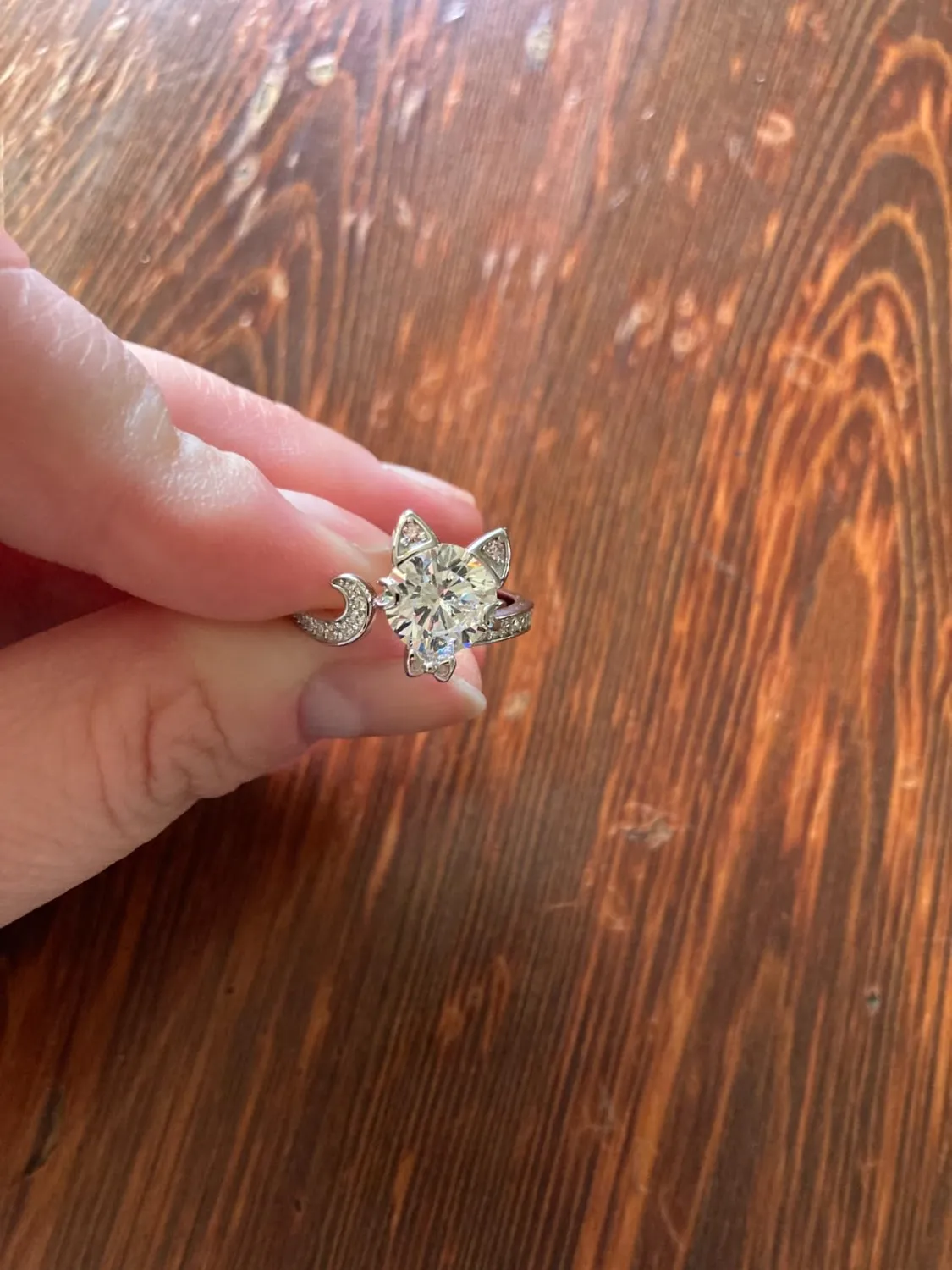 JewelryPalace Gatto anello regolabile argento zirconi rosa