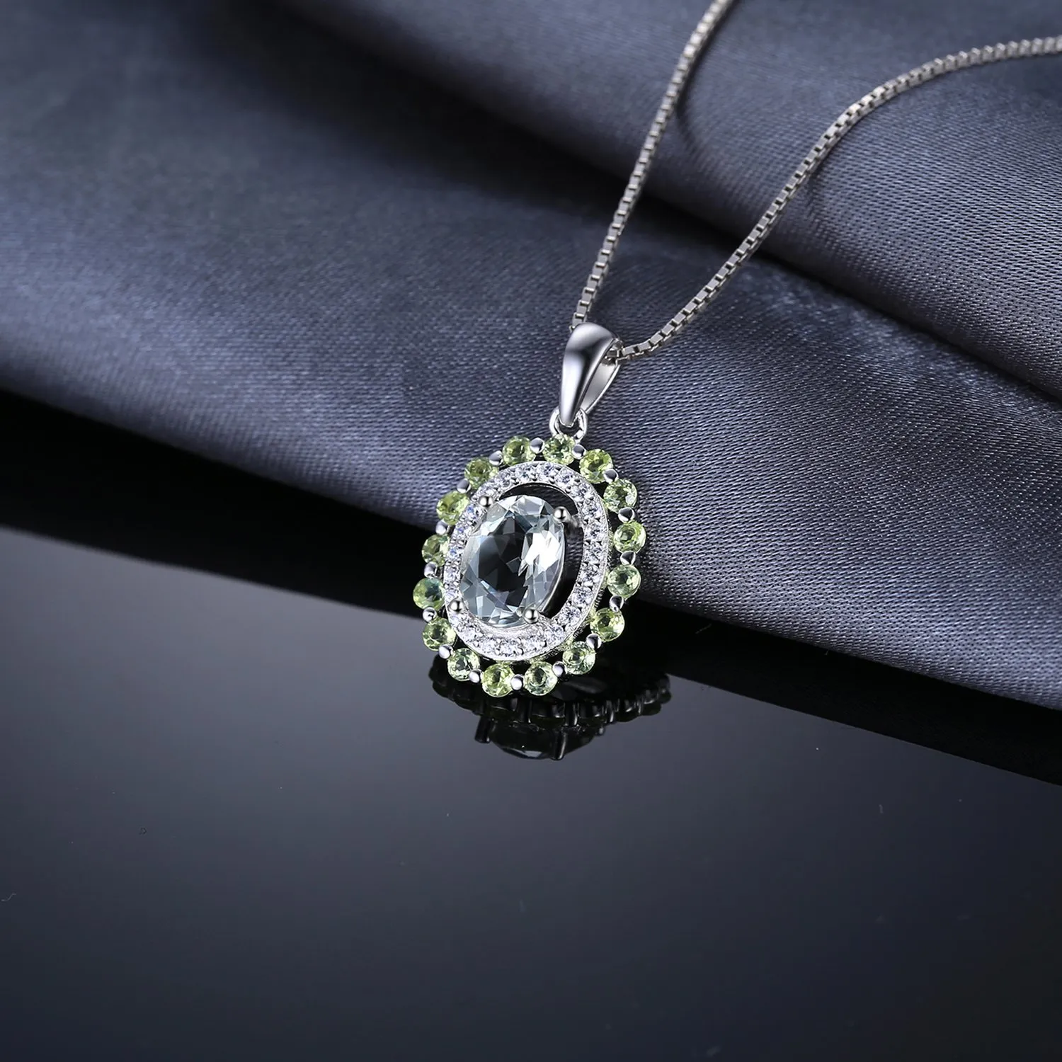 JewelryPalace Ovale Collana Argento 925 Ametista Verde 45cm Tre Ori