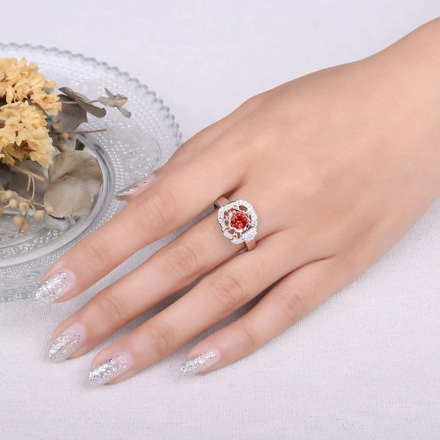 JewelryPalace Pizza 1.2ct anello argento 925 granato rosso