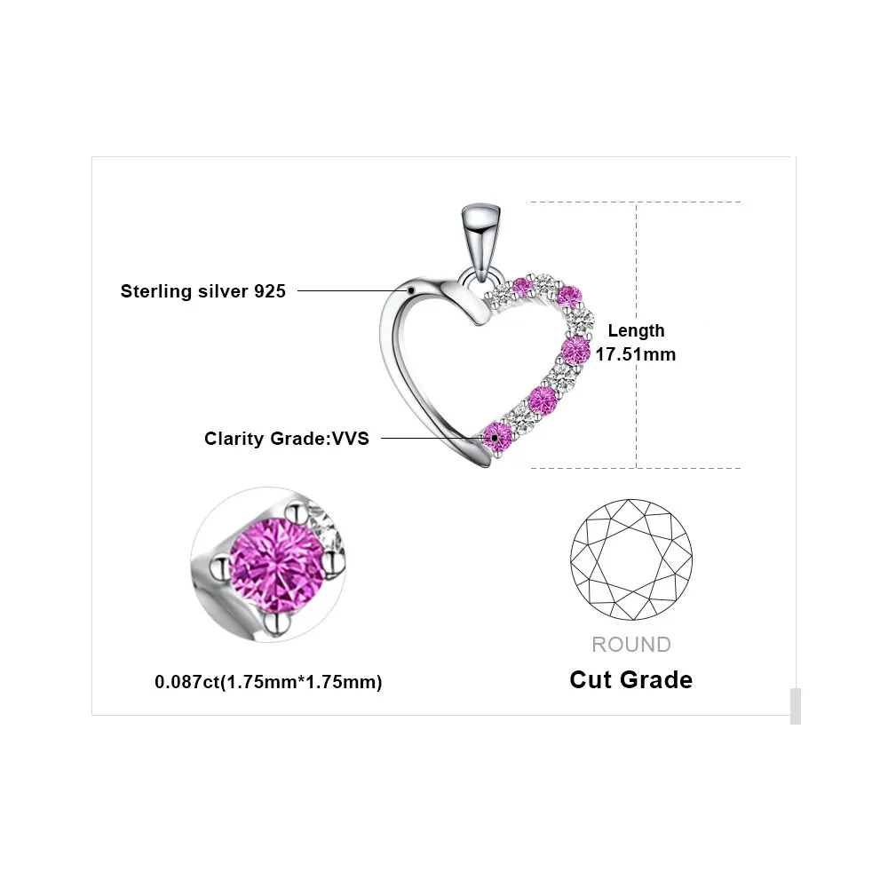 JewelryPalace Cuore collana oro rosa 45cm zaffiro rosa creato