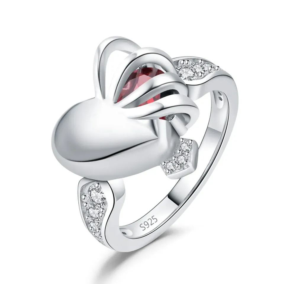 JewelryPalace Cuore Granato anello argento pietra rossa