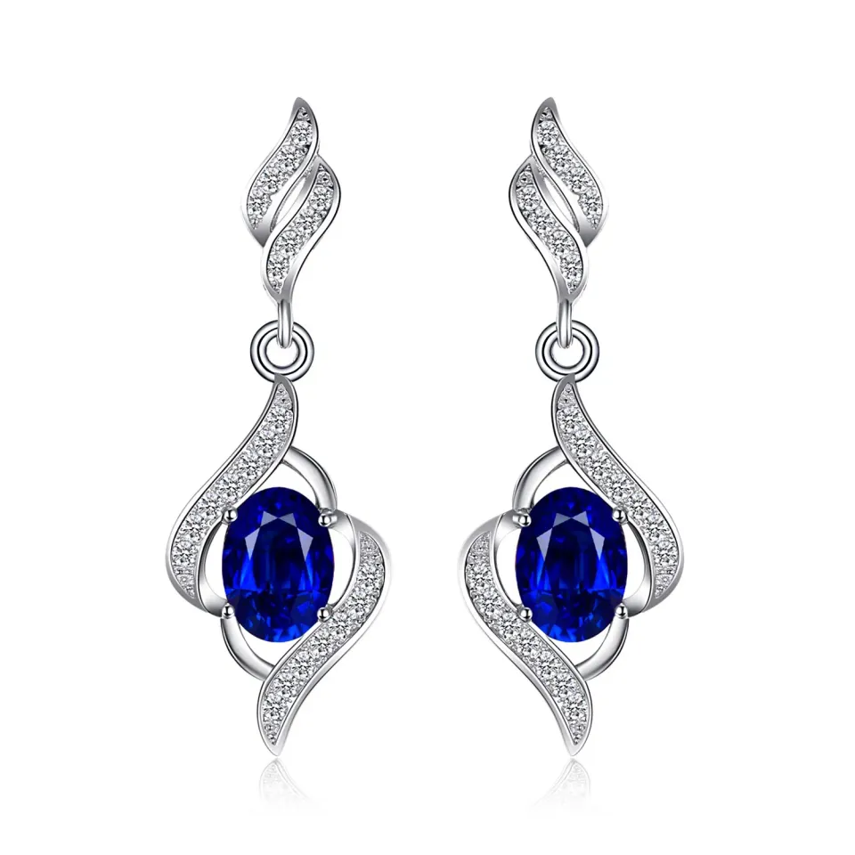 JewelryPalace 2.2ct Zaffiro Orecchini Pendenti Argento Pietra Blu