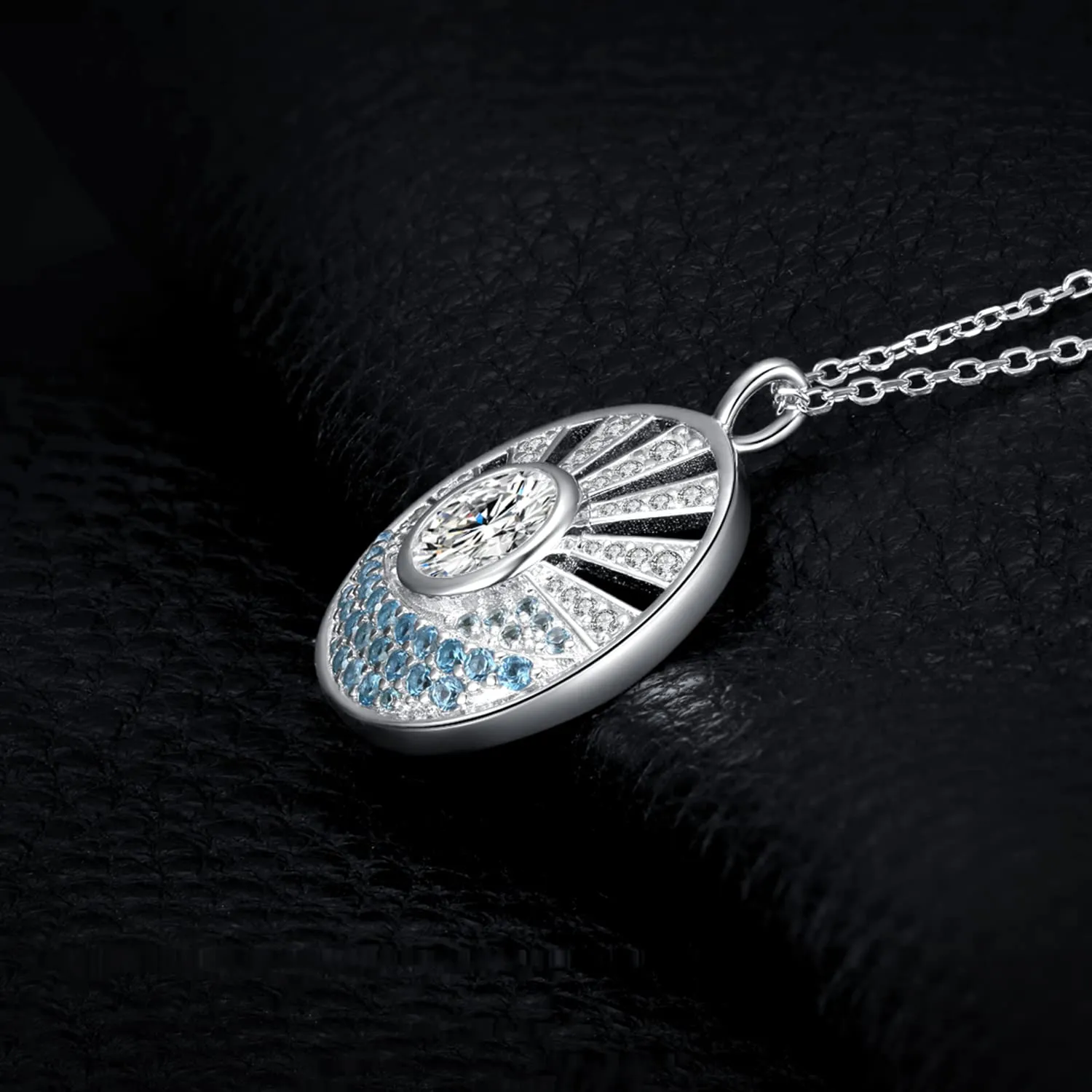 JewelryPalace Sole Mare collana argento 925 zirconia blu 1.6ct 45cm