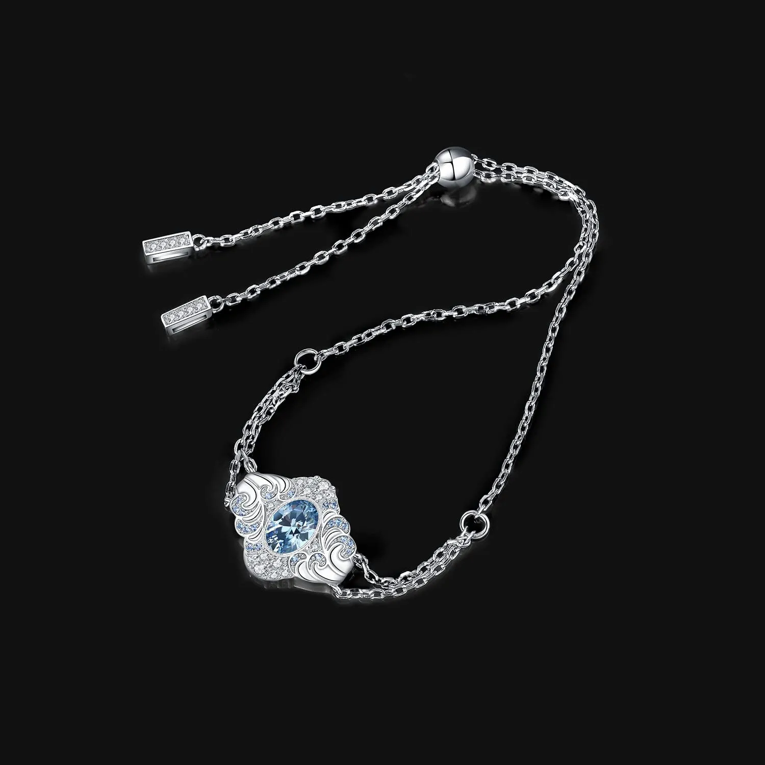 JewelryPalace Onda Mare 0.6ct bracciale argento zirconia azzurra
