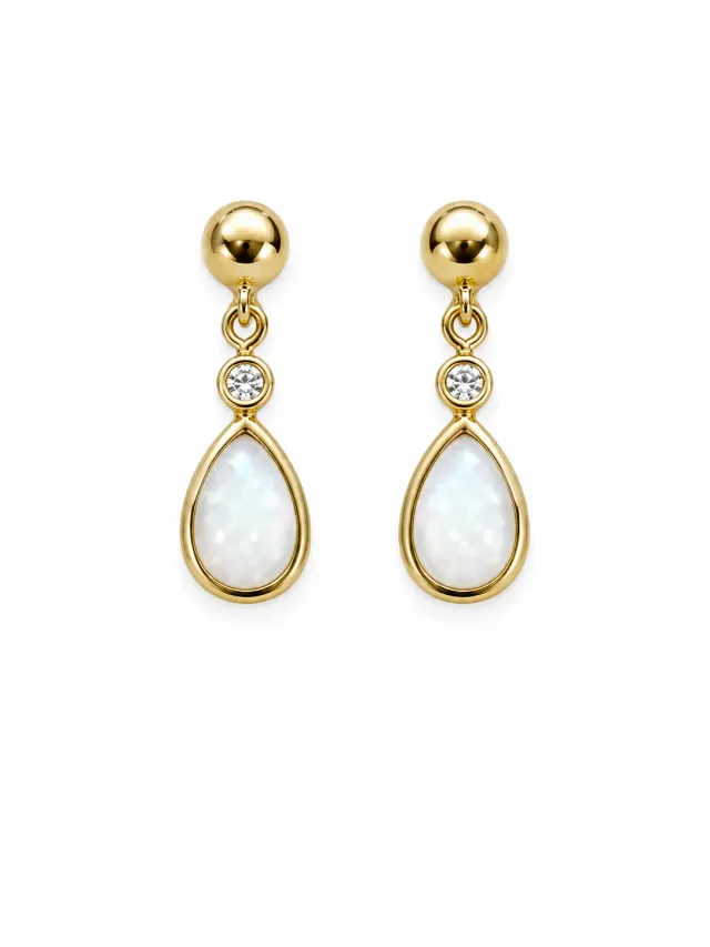 Victoria Jane White Opal orecchini oro opale bianco