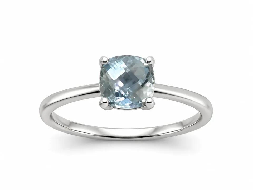 Victoria Jane Square Aquamarine anello acquamarina argento