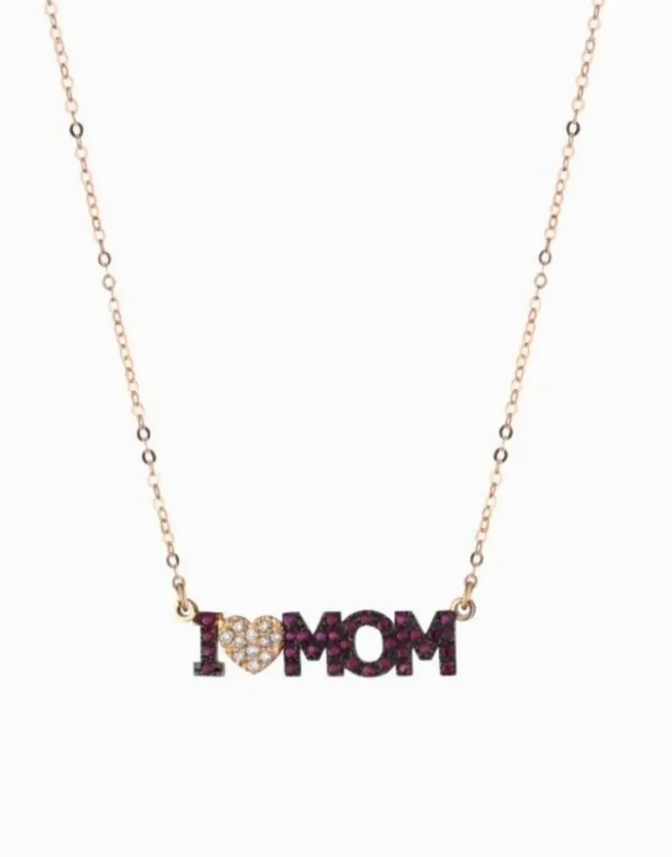 Gioielli Celiento Mamma collana oro rosa 9kt rubini diamanti