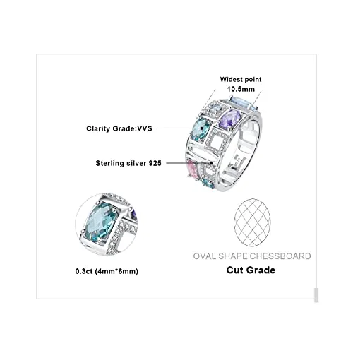 JewelryPalace Arcobaleno anello spinello azzurro ovale