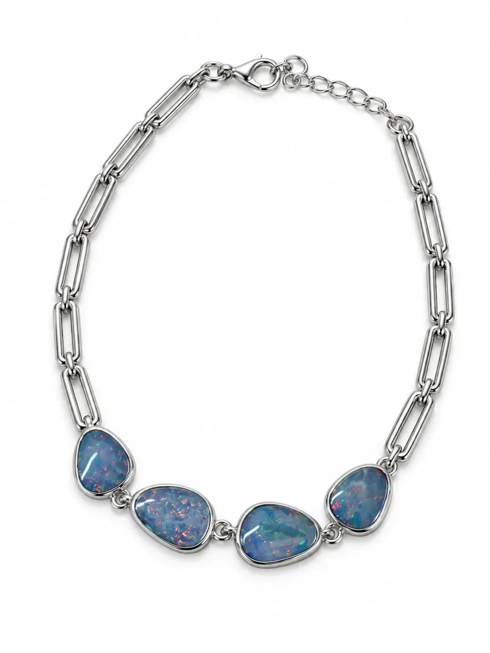 Victoria Jane Rectangle Link bracciale opale maglie argento