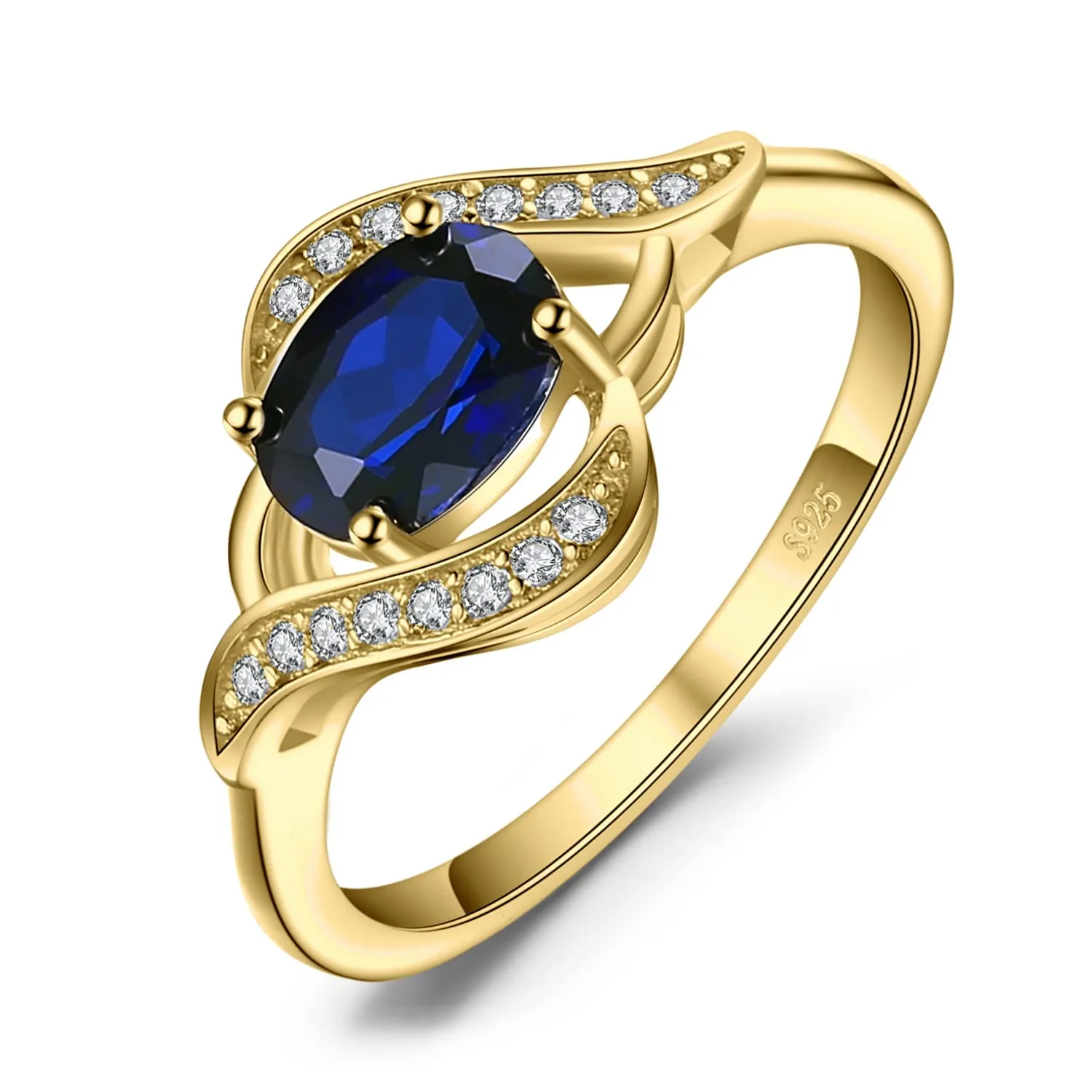 JewelryPalace Solitario anello zaffiro blu ovale 14.5