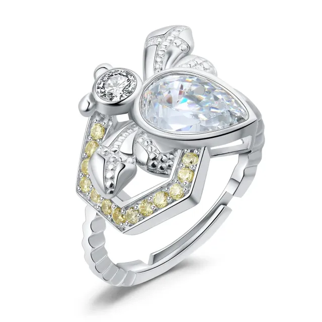 JewelryPalace Ape anello argento 925 zirconia gialla 2.3ct