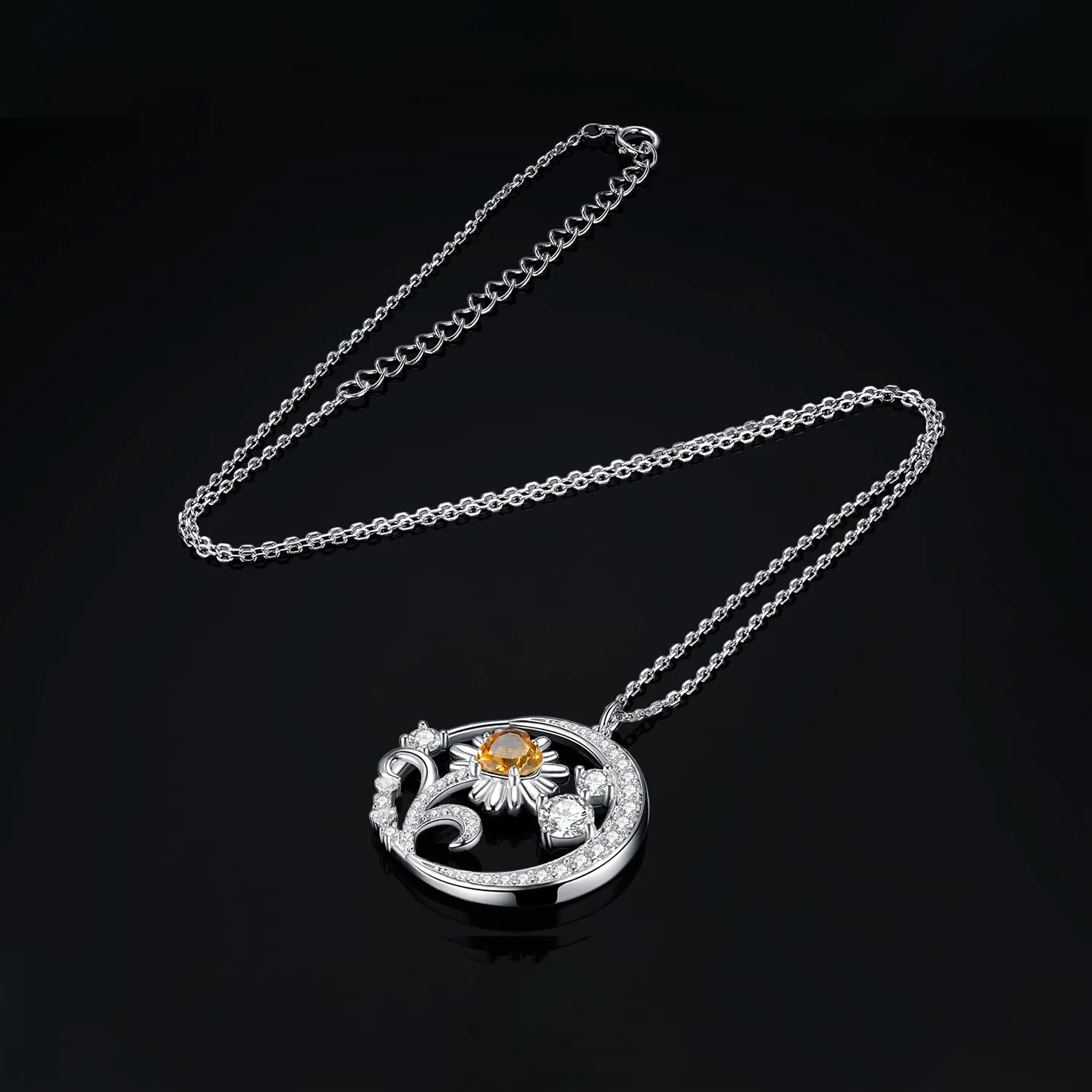 JewelryPalace Cuore Citrino Collana Argento 925 45 cm