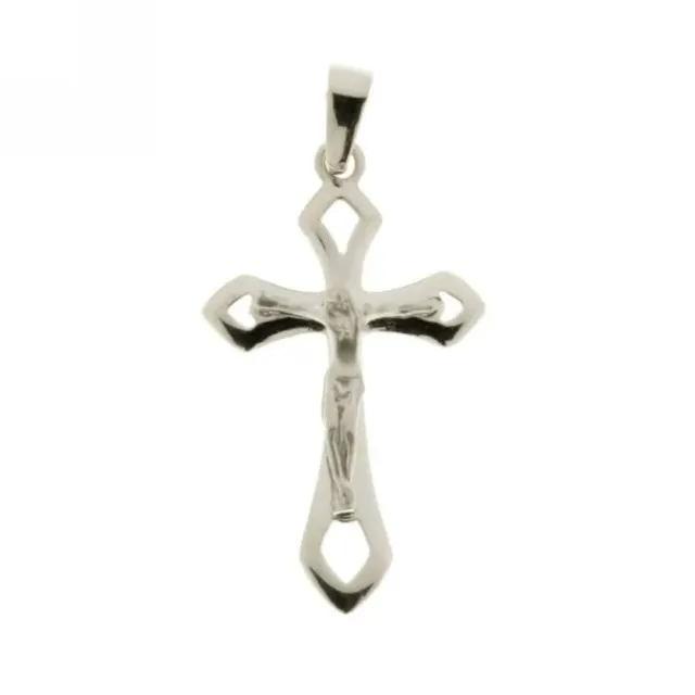 Gioielli Celiento Croce con Cristo Ciondolo Oro Bianco 18kt