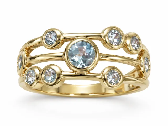 Victoria Jane Blue Topaz Raindrop anello oro topazio