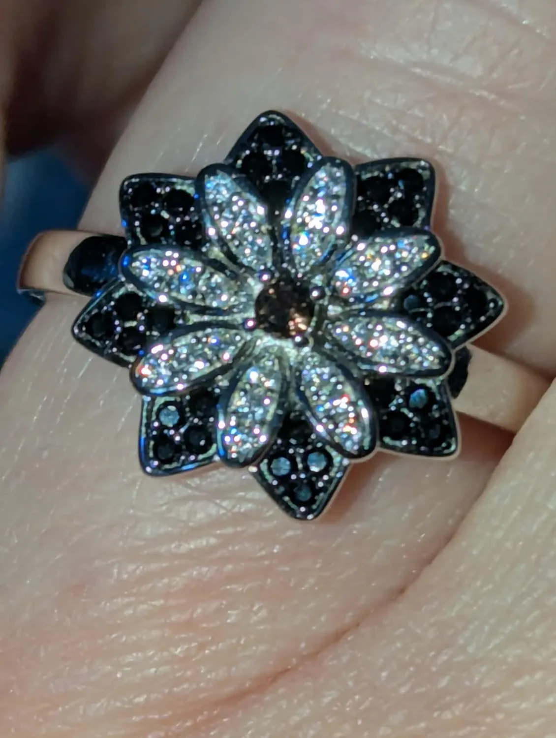 JewelryPalace Fiore Anello Cocktail Argento 14.5 Quarzo Fumé