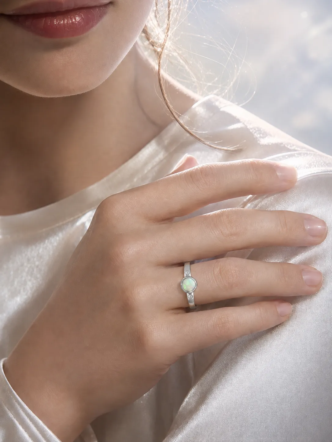 Victoria Jane Angelic Opal anello opale zirconia argento