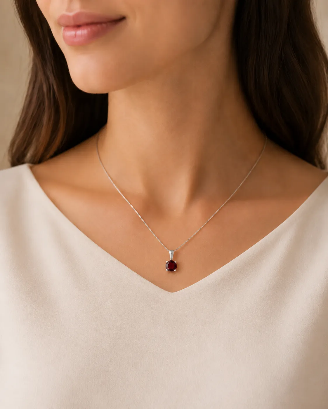 Victoria Jane Round Garnet ciondolo argento granato