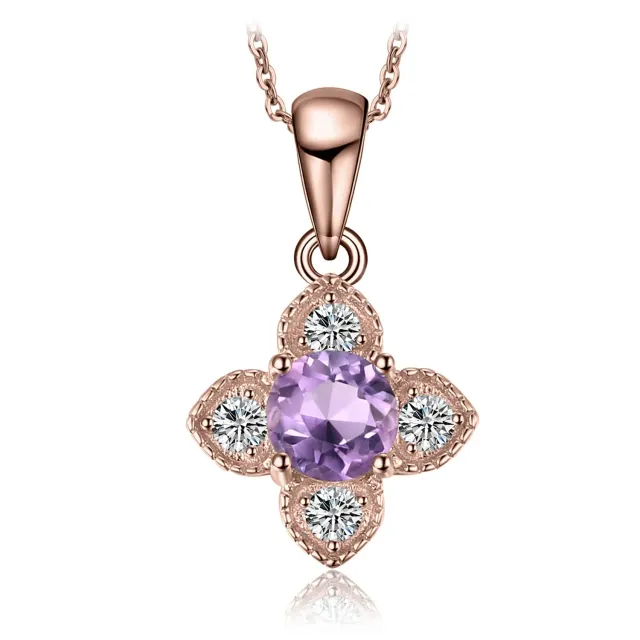 JewelryPalace collana fiore ametista lilla oro rosa 45cm