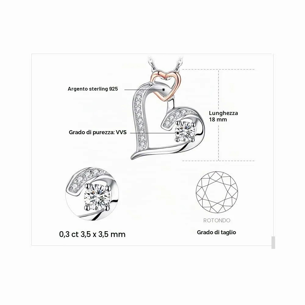 JewelryPalace Infinity collana cuore bicolore argento 45 cm