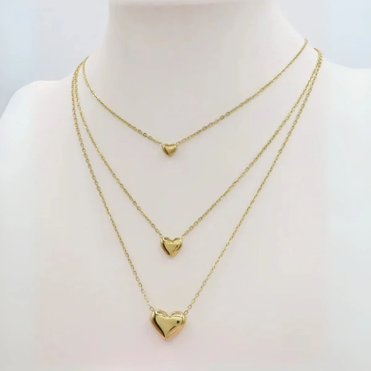 Gioielli Celiento 3 Cuori collana acciaio color oro