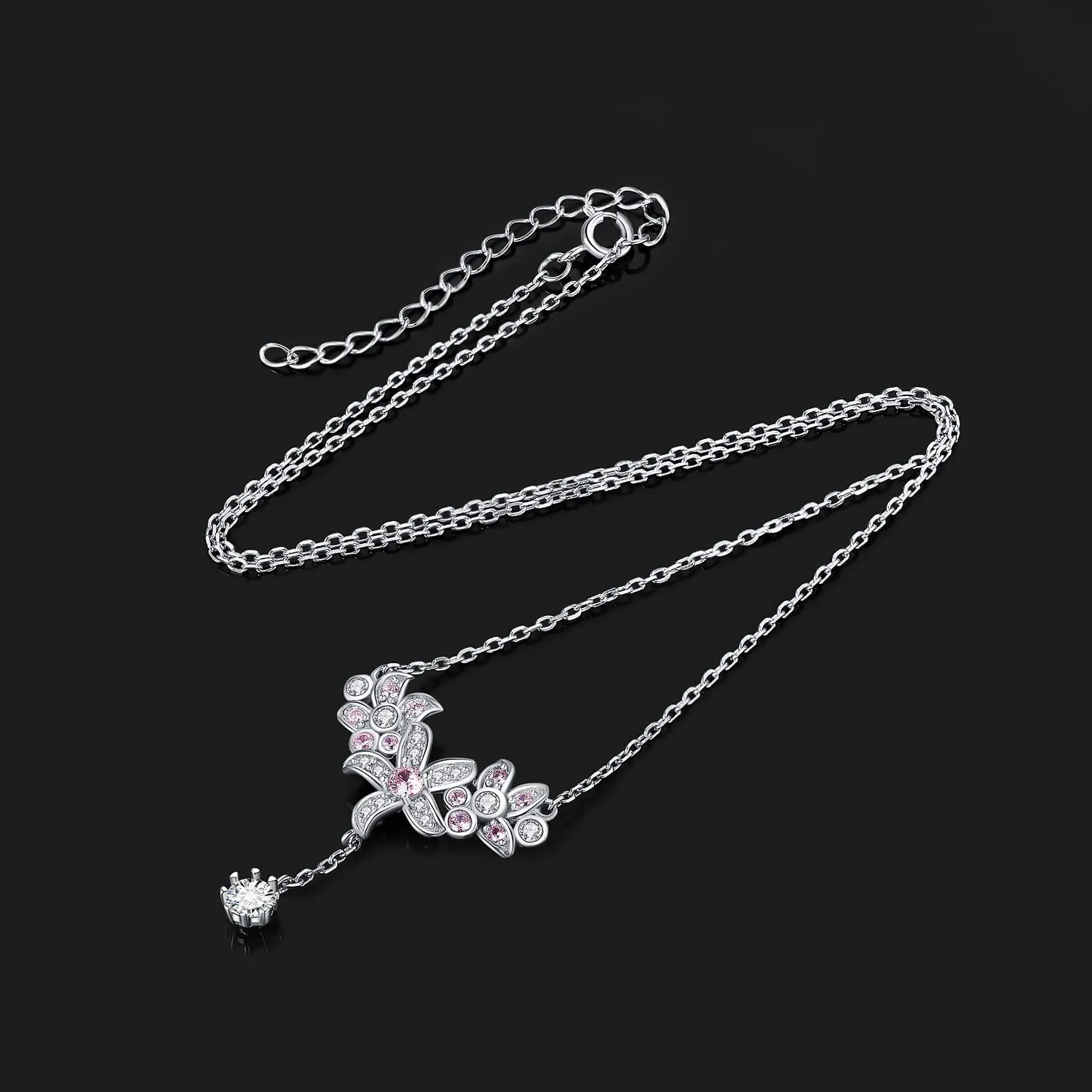 JewelryPalace Vintage Fiori 0.8ct collana argento rosa