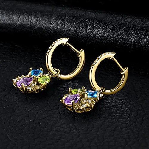 JewelryPalace Fiore Orecchini Argento Dorato Topazio Multicolor