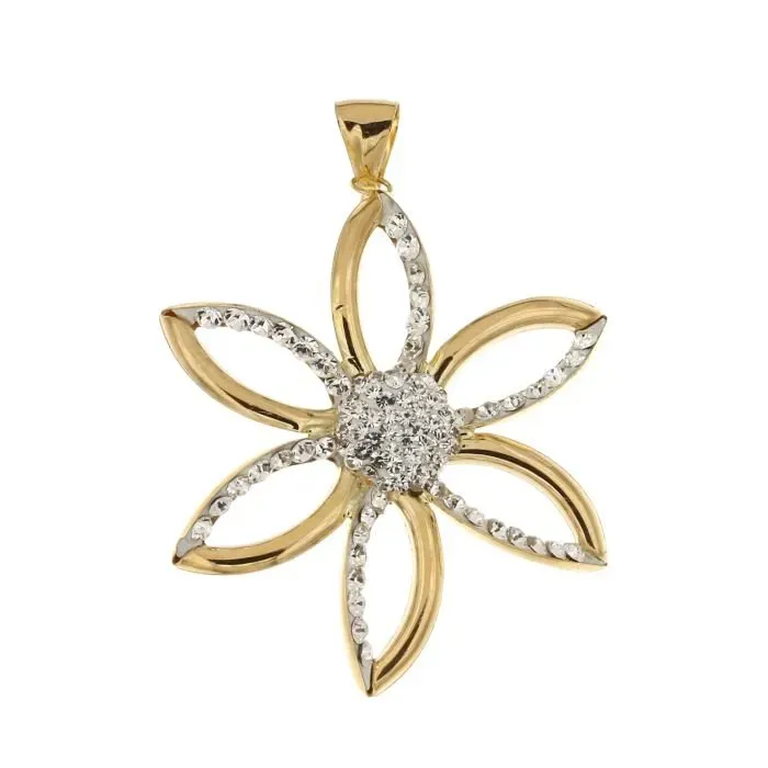 Gioielli Celiento Fiore ciondolo oro giallo 18 kt zirconi
