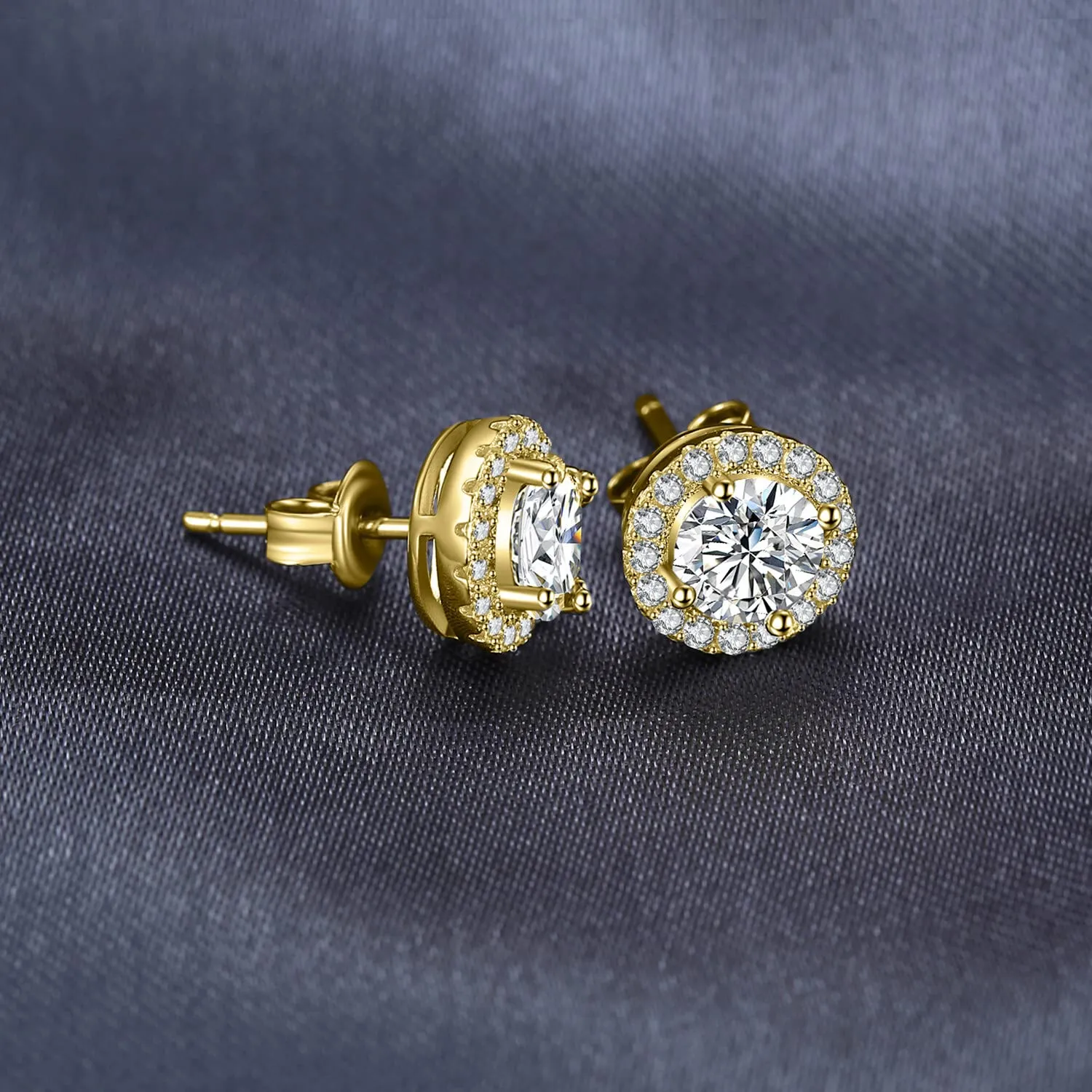 JewelryPalace Halo 1ct orecchini lobo zirconia oro