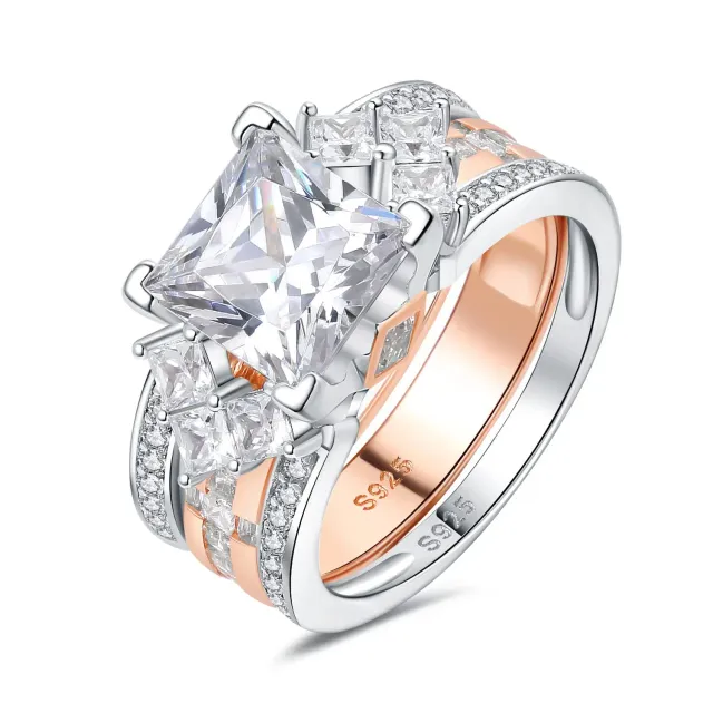 JewelryPalace Classico 3ct Principessa anello oro rosa zirconia