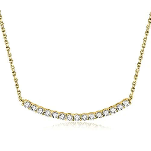 JewelryPalace Collana Argento 925 Moissanite Rotonda 45cm