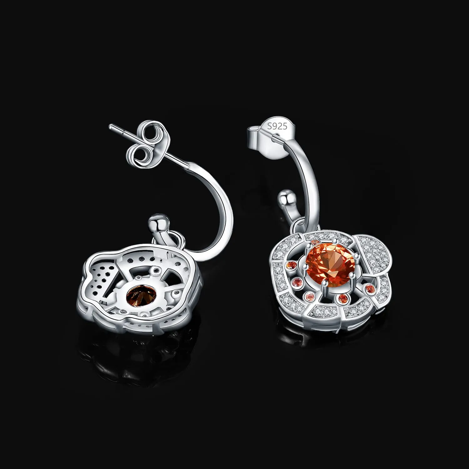 JewelryPalace Pizza 2.4ct Orecchini Cerchi Zaffiro Arancione
