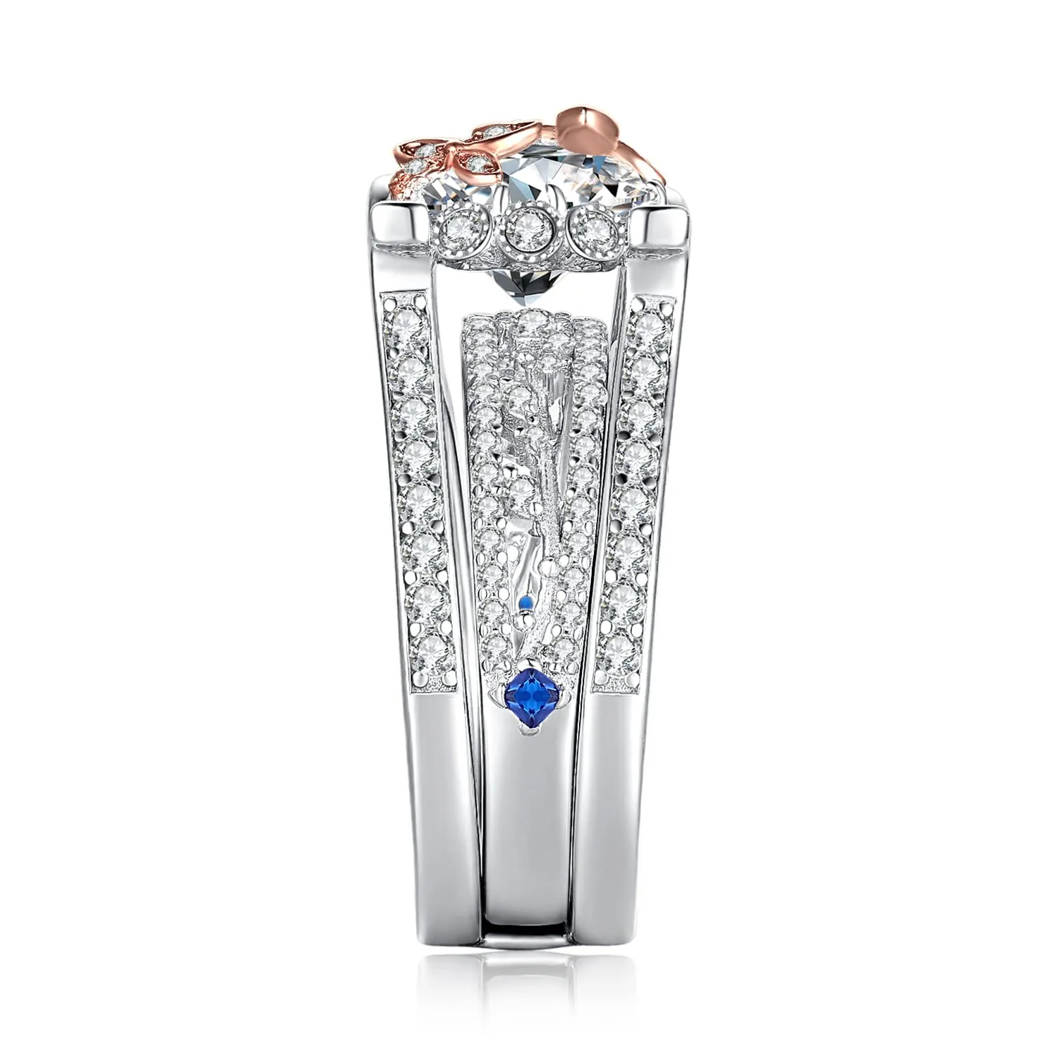 JewelryPalace Vintage Halo anello argento zirconia oro rosa