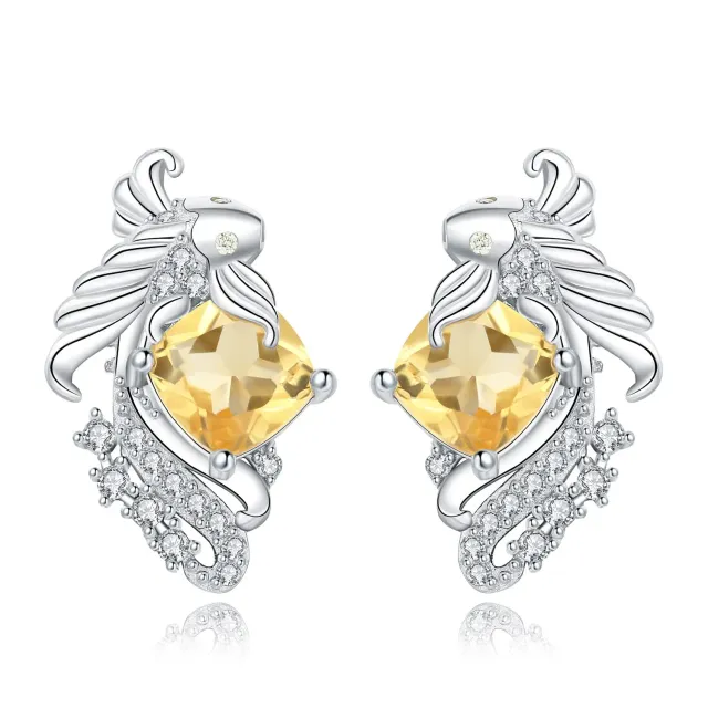 JewelryPalace Carpa Koi 2.2ct orecchini argento citrino giallo