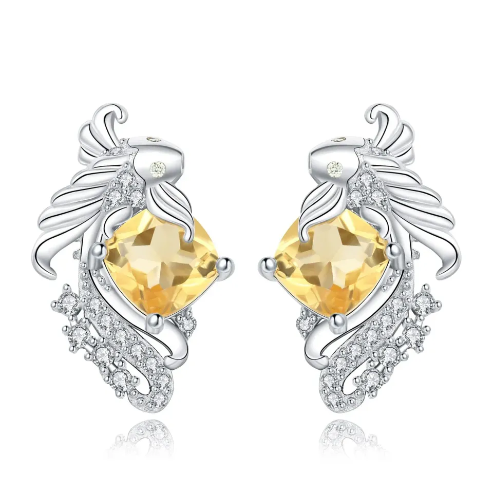 JewelryPalace Carpa Koi 2.2ct orecchini argento citrino giallo