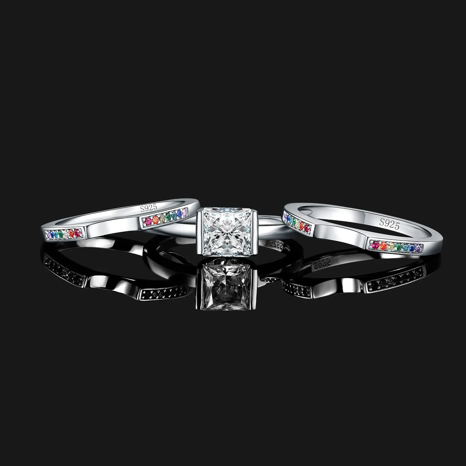 JewelryPalace 1.24ct Arcobaleno 3 anelli argento