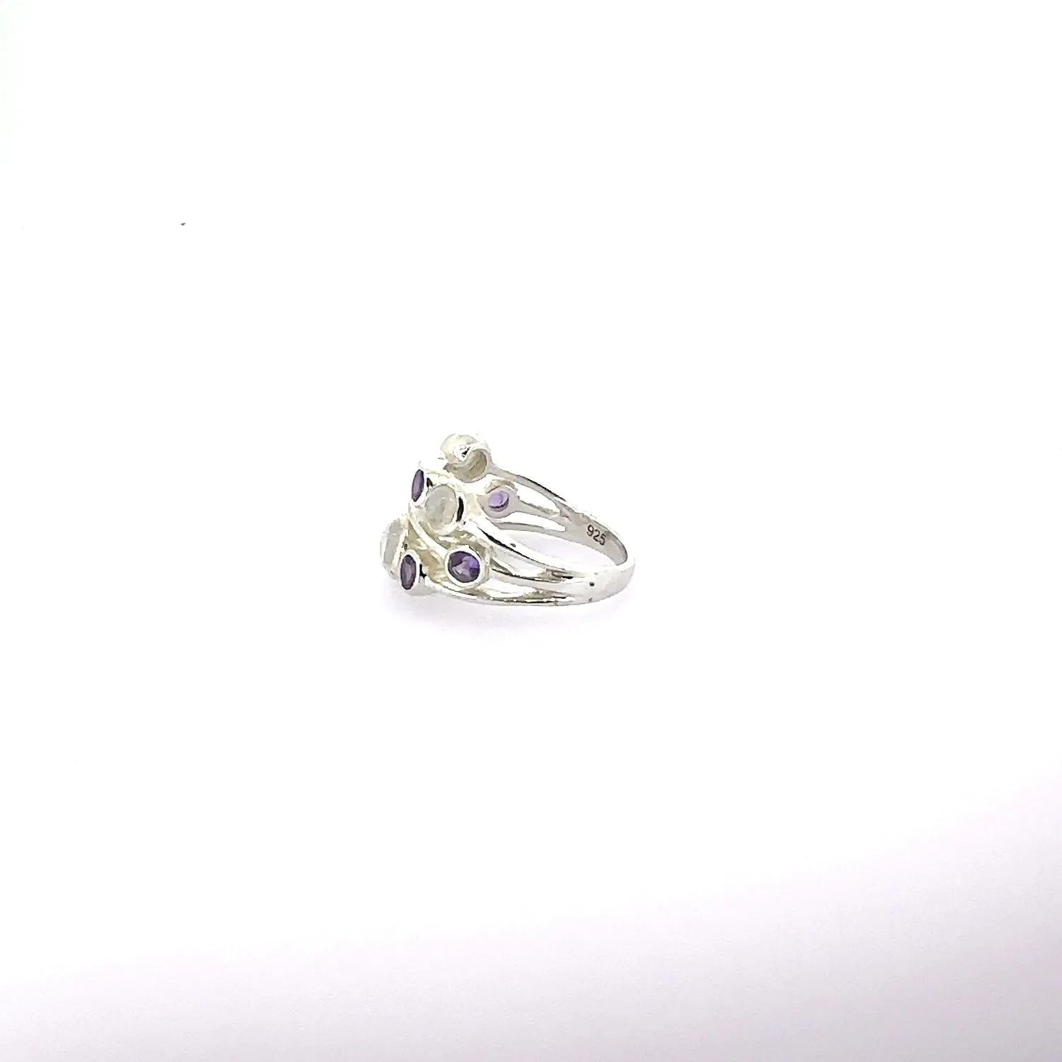 Victoria Jane Raindrops anello argento pietra di luna ametista
