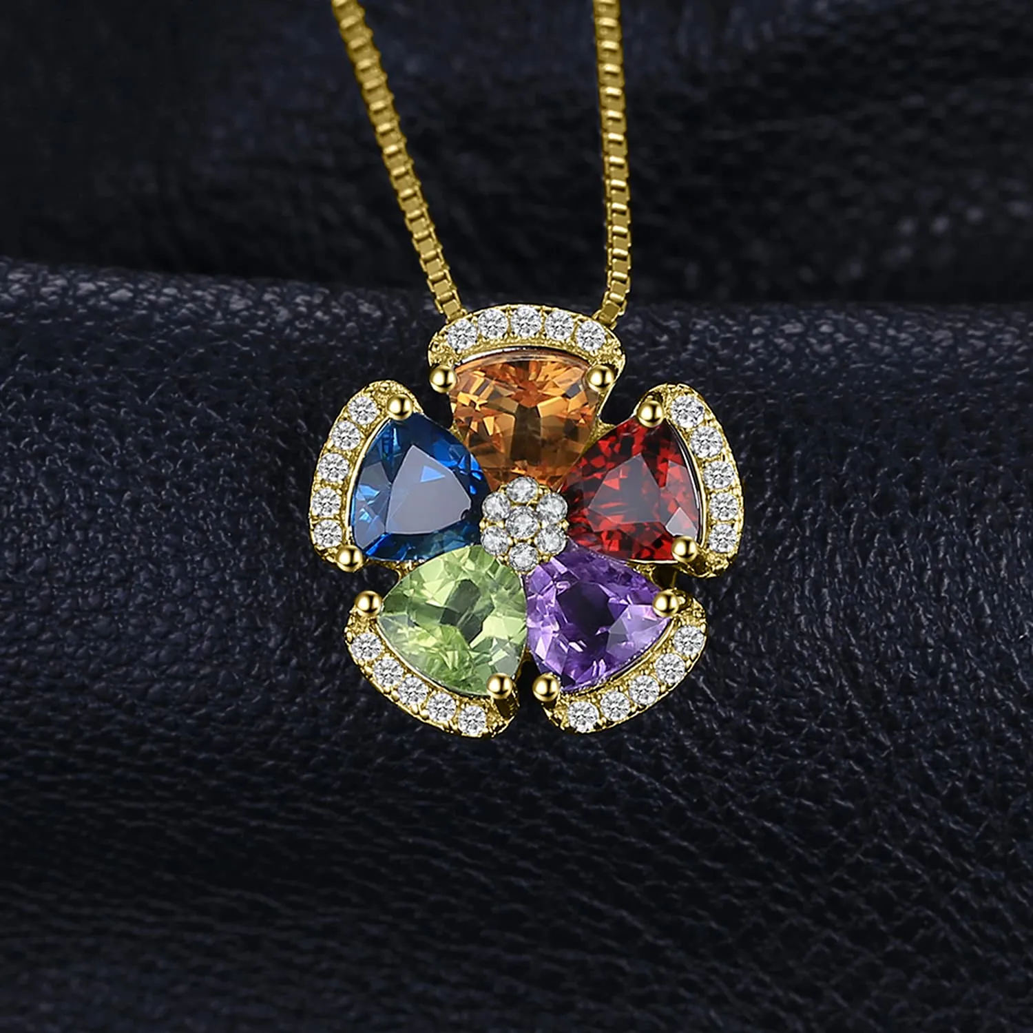 JewelryPalace Fiore collana argento pietre naturali oro giallo 45cm