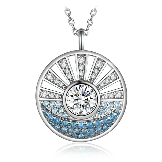 JewelryPalace Sole Mare collana argento 925 zirconia blu 1.6ct 45cm