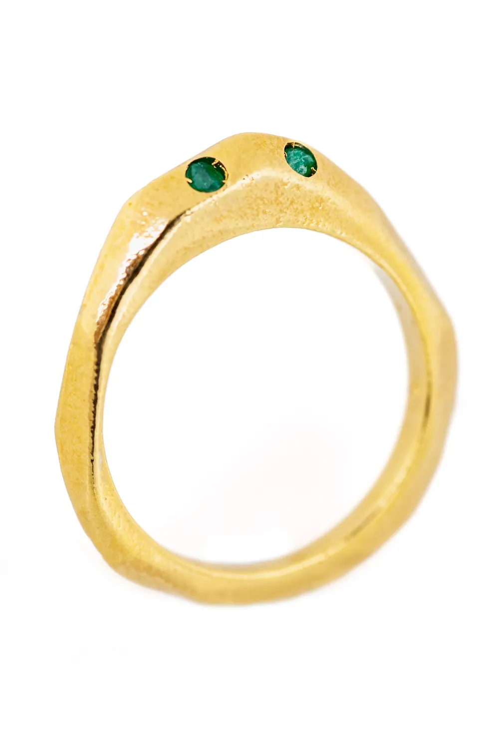 Flor Rubaja Jewelry Sfaccettato anello smeraldo placcato oro