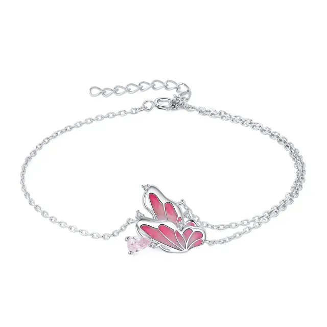 JewelryPalace Farfalla 0.3ct bracciale argento 925 zirconia rosa