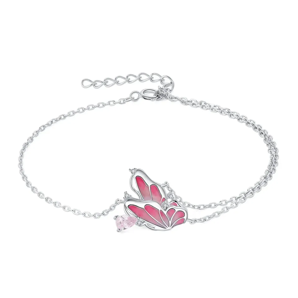JewelryPalace Farfalla 0.3ct bracciale argento 925 zirconia rosa