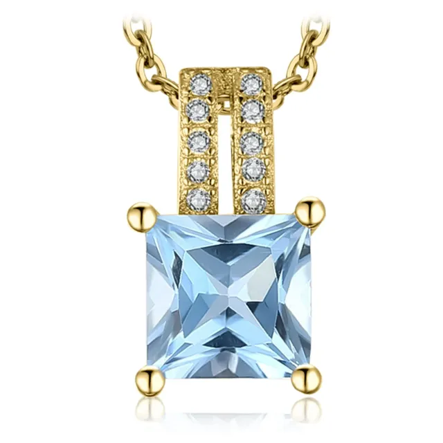 JewelryPalace Quadrata 1.2ct collana oro topazio blu