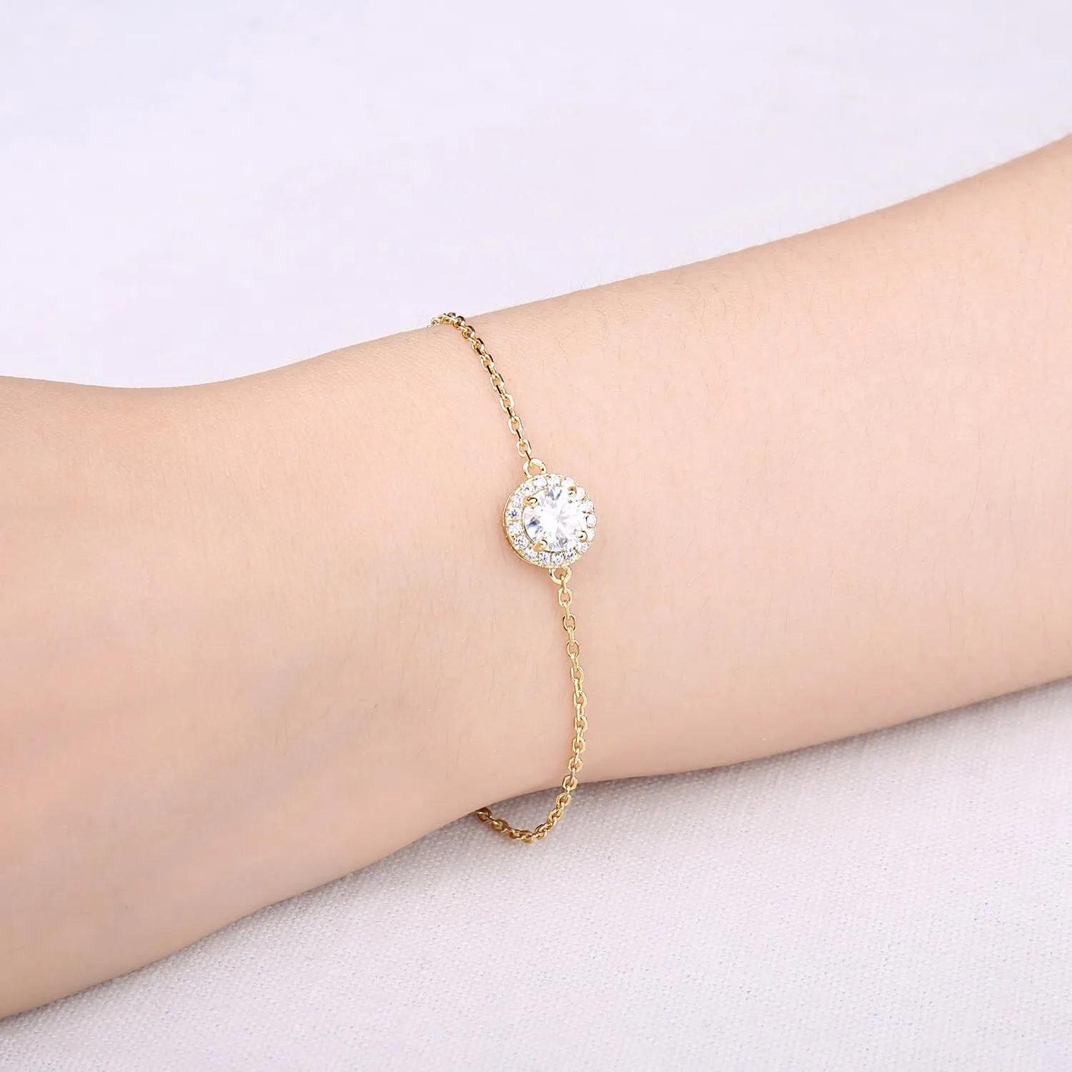 JewelryPalace bracciale halo zirconia oro giallo 1ct argento