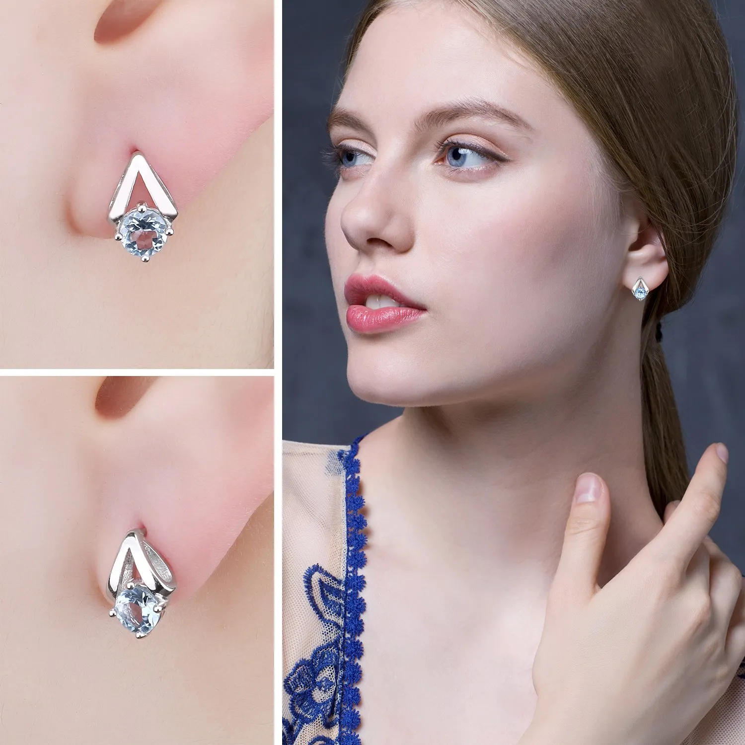 JewelryPalace Ventaglio 1.2ct orecchini argento 925 topazio tondo