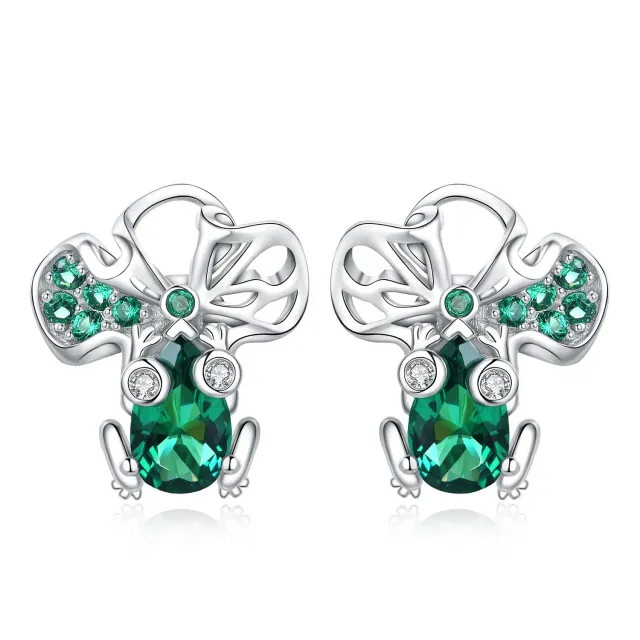 JewelryPalace Orecchini Donna Argento 1.6ct Rana Loto Smeraldo
