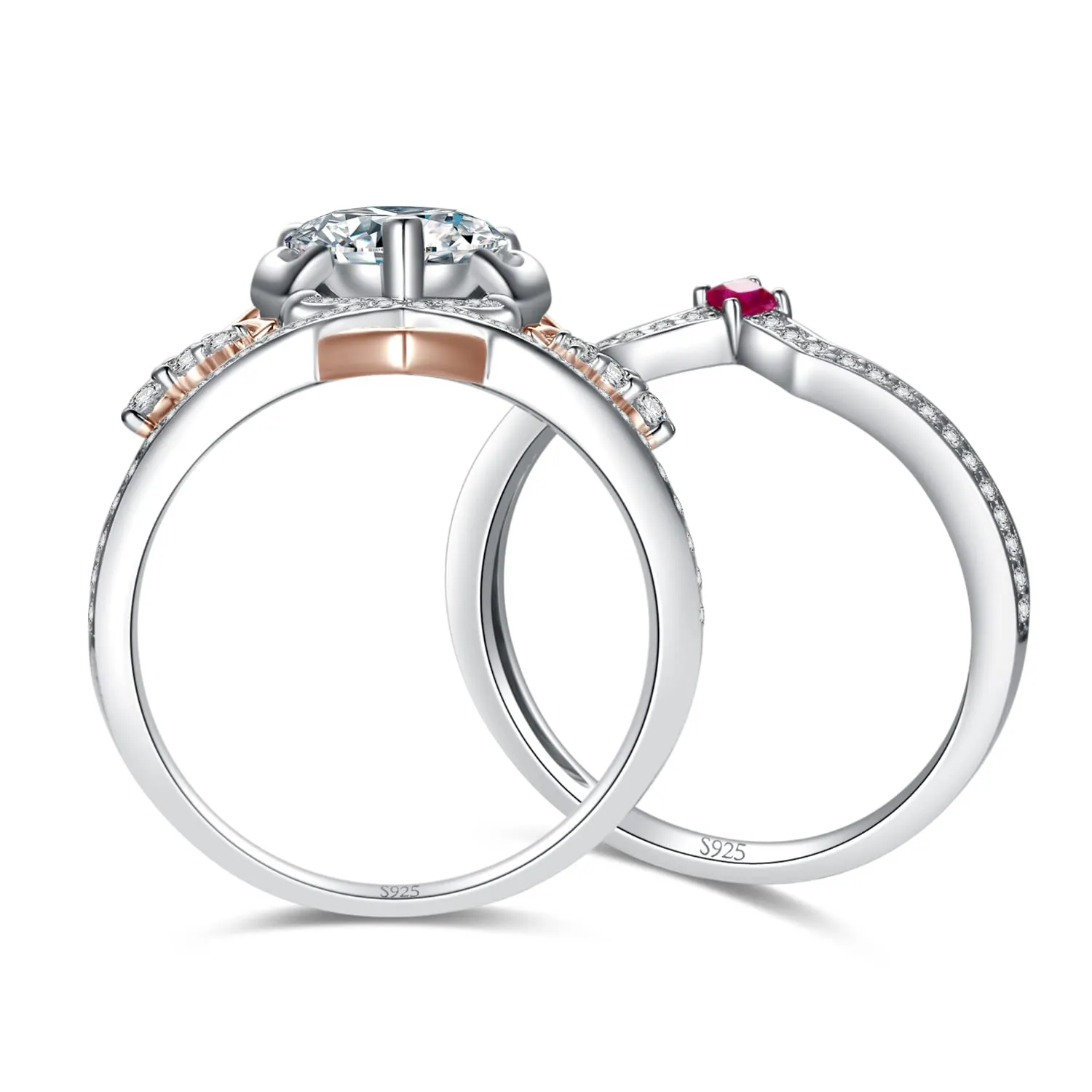JewelryPalace Cuore Puzzle anello argento oro rosa zirconia