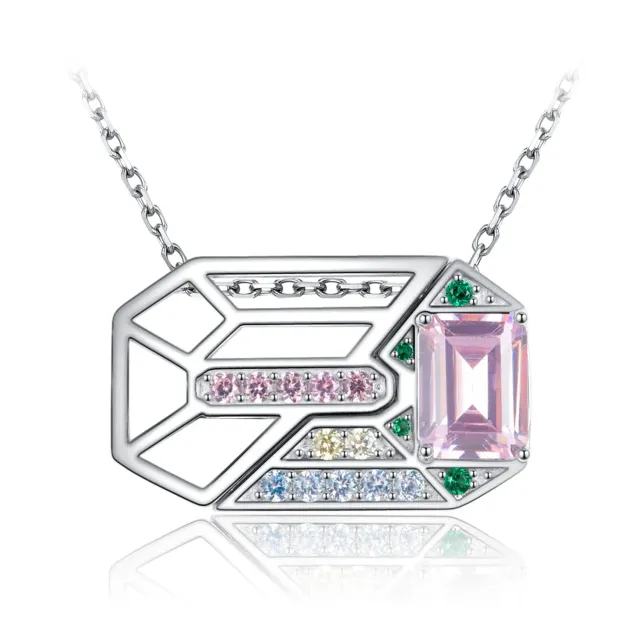JewelryPalace Puzzle Collana Argento 925 Zirconia Rosa Taglio Smeraldo