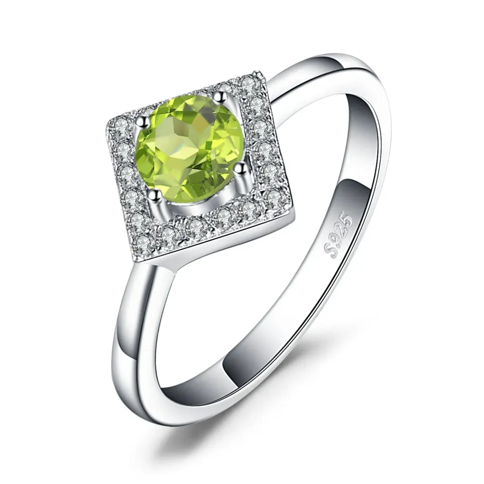 JewelryPalace Anello Peridoto Halo 0.6ct Argento 925 Misura 11.5