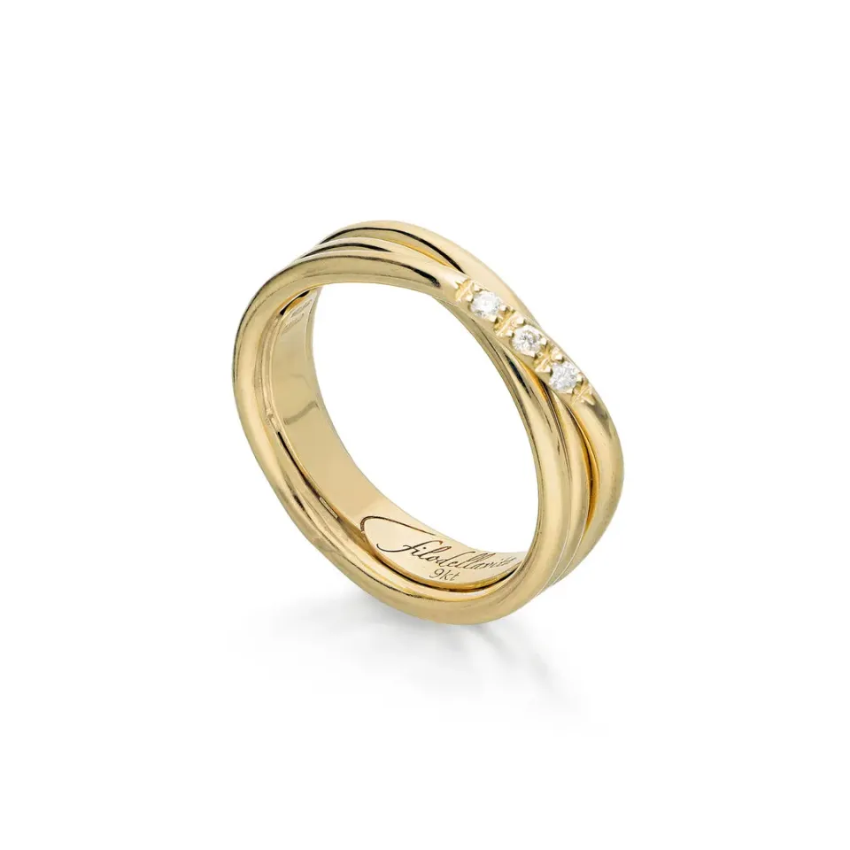 Filodellavita Classic 3 Fili collana oro 9kt 3 diamanti