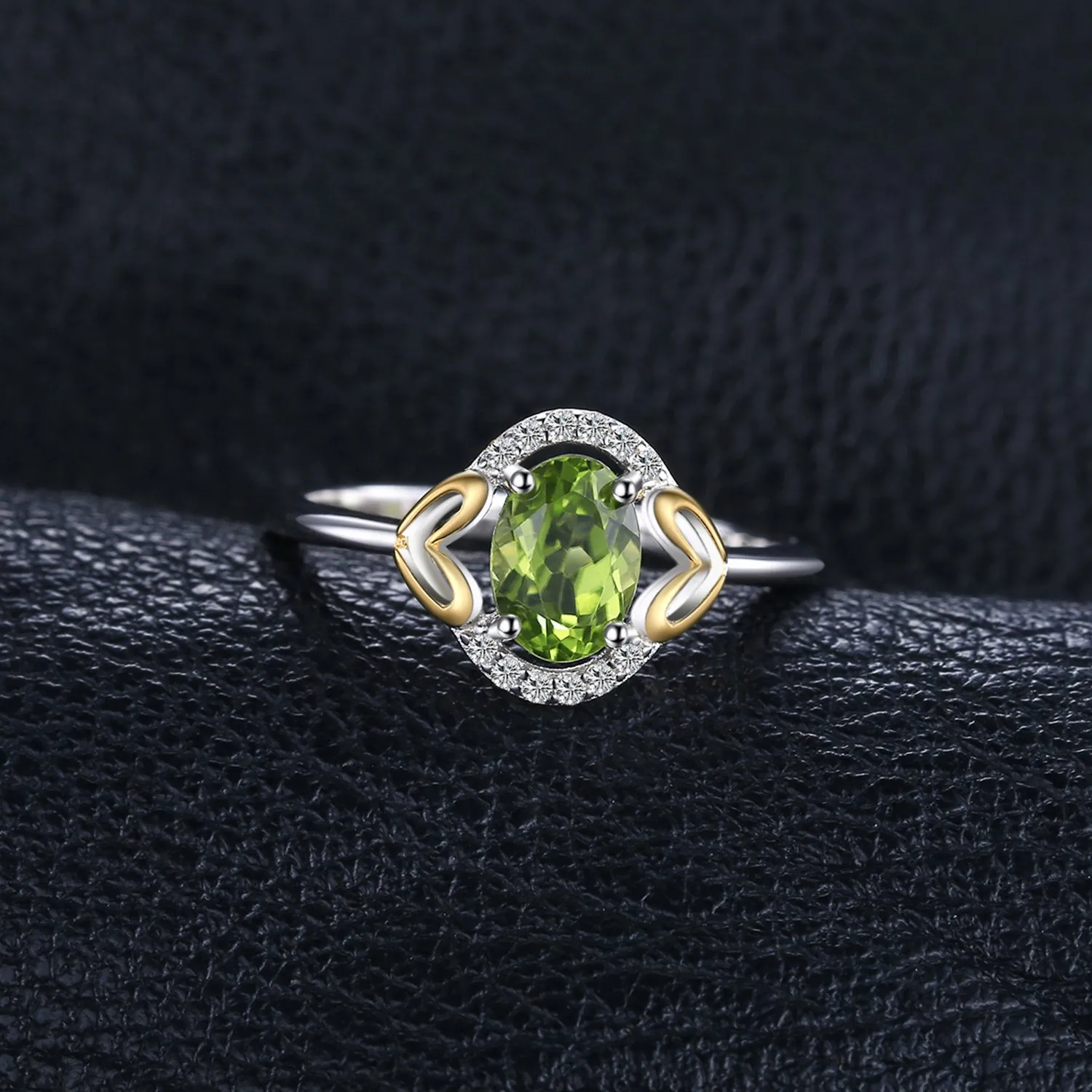 JewelryPalace Solitario anello peridoto verde ovale dorato